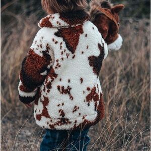 Kids Cowprint Sherpa Pullover, Cowgirl Sweatshirts